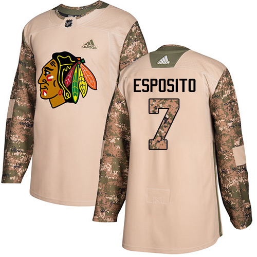 Adidas Blackhawks #7 Tony Esposito Camo Authentic Veterans Day Stitched NHL Jersey